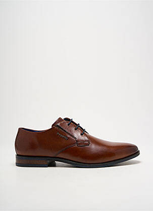 Derbies tissage satiné talon bas marron BUGATTI homme