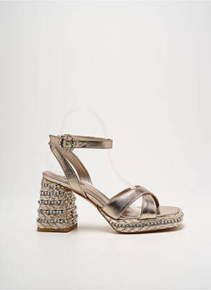 Sandales/nu pieds tissage satiné talon de 7 à 9cm or ALMA EN PENA femme