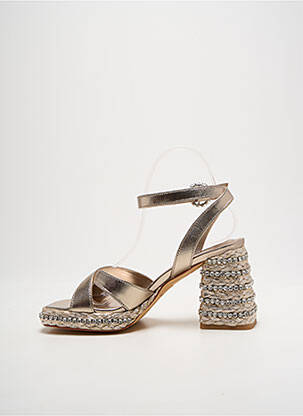 Sandales/nu pieds tissage satiné talon de 7 à 9cm or ALMA EN PENA femme
