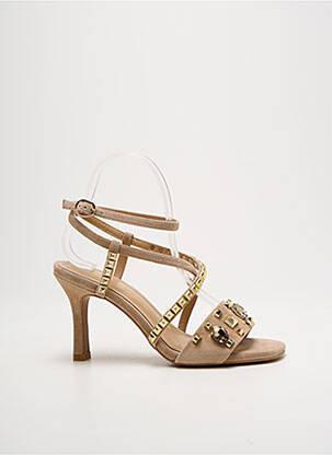 Sandales/nu pieds tissage satiné talon de 7 à 9cm beige ALMA EN PENA femme