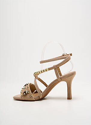 Sandales/nu pieds tissage satiné talon de 7 à 9cm beige ALMA EN PENA femme