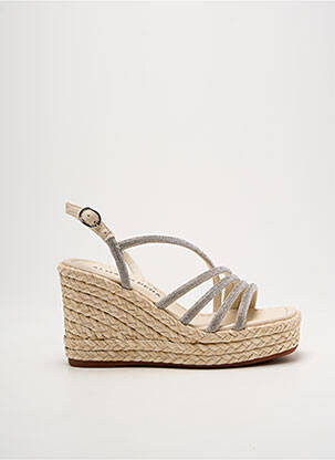 Espadrilles tissage satiné talon de 7 à 9cm argent ALMA EN PENA femme