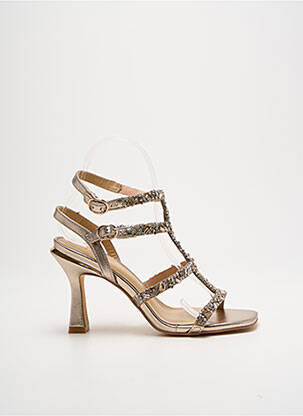 Sandales/nu pieds tissage satiné talon de 7 à 9cm or ALMA EN PENA femme