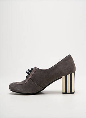 Derbies nubuck talon de 7 à 9cm gris NEMONIC femme