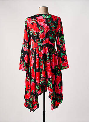 Robe mi-longue imprimé fleurs manches longues rouge DAPHNEA femme