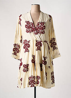 Robe mi-longue manches longues manches longues beige ANGE femme