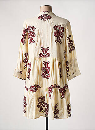 Robe mi-longue manches longues manches longues beige ANGE femme