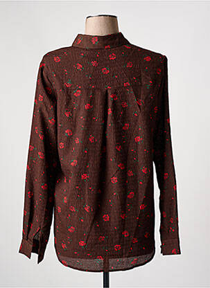 Chemisier imprimé fleurs manches longues marron KILKY femme