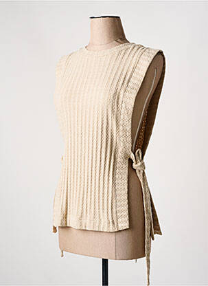 Pull coupe cintrée sans manche beige ATELIER EVÈNE femme