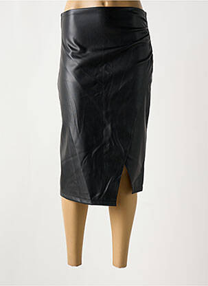 Jupe mi-longue taille élastique noir ADILYNN femme