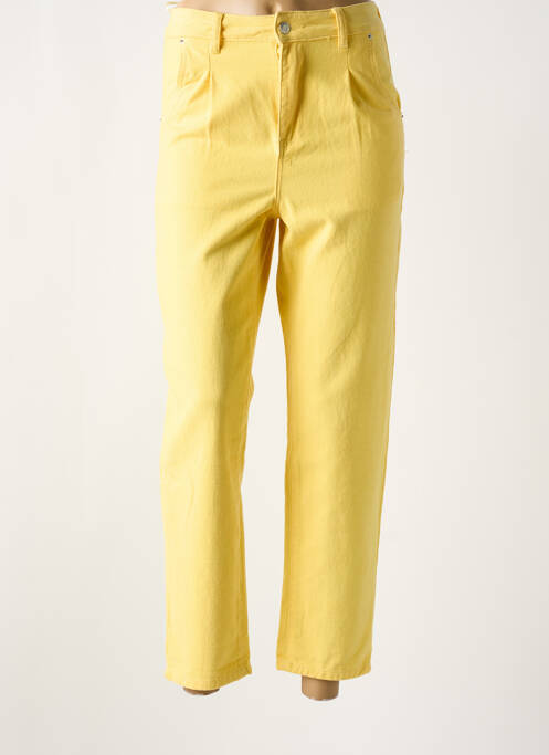 Jeans coupe droite taille haute taille haute jaune MISS BON femme