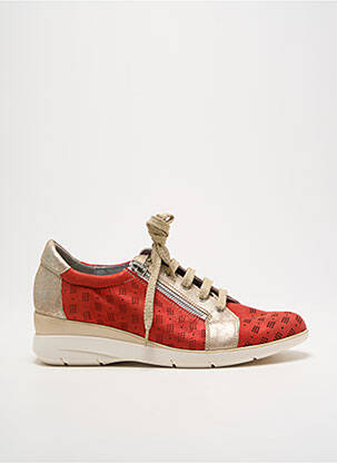 Chaussures de confort fermeture zip et lacets talon de 4 à 6cm rouge UN TOUR EN VILLE femme