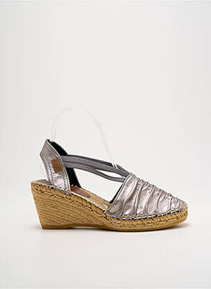 Espadrilles tissage satiné talon de 7 à 9cm argent MONTANE femme