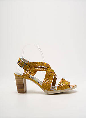 Sandales/nu pieds tissage satiné talon de 7 à 9cm jaune UN TOUR EN VILLE femme