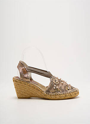 Espadrilles tissage satiné talon de 7 à 9cm or MONTANE femme
