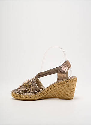 Espadrilles tissage satiné talon de 7 à 9cm or MONTANE femme