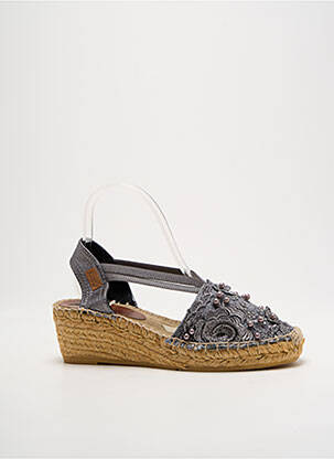 Espadrilles tissage satiné talon de 7 à 9cm argent MONTANE femme