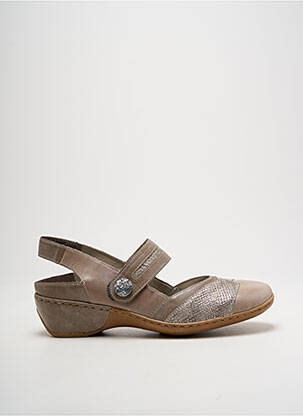 Sandales/nu pieds matière lisse talon de 4 à 6cm marron RIEKER femme