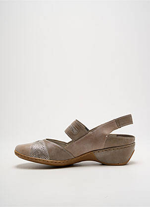 Sandales/nu pieds matière lisse talon de 4 à 6cm marron RIEKER femme