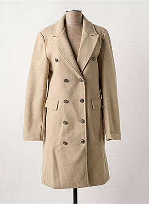 Manteau long coupe cintrée sans capuche beige JOLIFLY & JUSTINE Y femme