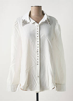 Chemisier coupe fluide manches longues blanc ELSA.M BY MAY femme