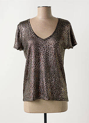 Top tissage jersey manches courtes marron EMMA ELLA femme