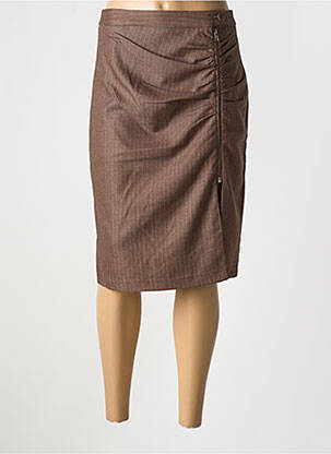 Jupe mi-longue coupe droite marron LULUMARY femme