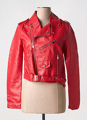 Veste simili cuir coupe cintrée rouge L'OLIVE VERTE femme