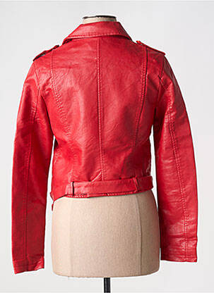 Veste simili cuir coupe cintrée rouge L'OLIVE VERTE femme