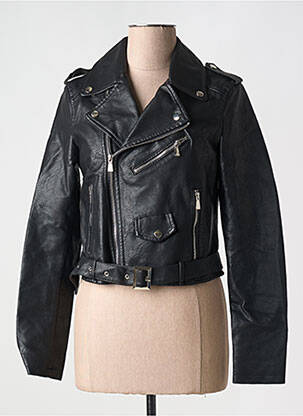 Veste simili cuir coupe cintrée noir L'OLIVE VERTE femme