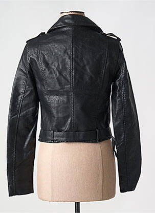 Veste simili cuir coupe cintrée noir L'OLIVE VERTE femme