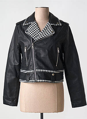 Veste simili cuir col tailleur noir DROLE DE COPINE femme