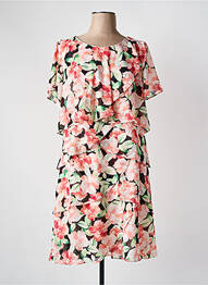 Robe mi-longue imprimé fleurs manches courtes rose CHARM'S femme