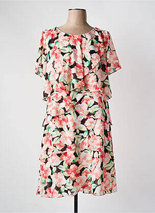 Robe mi-longue imprimé fleurs manches courtes rose CHARM'S femme