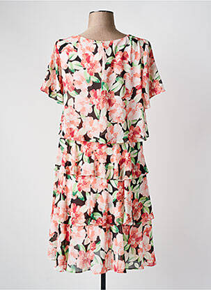 Robe mi-longue imprimé fleurs manches courtes rose CHARM'S femme