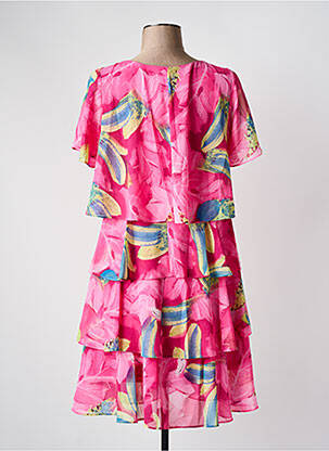 Robe mi-longue imprimé fantaisie manches courtes rose CHARM'S femme