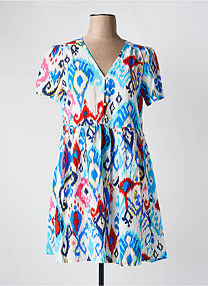 Robe courte manches courtes manches courtes bleu PAPILLONNE femme