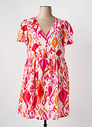 Robe courte manches courtes manches courtes rose PAPILLONNE femme