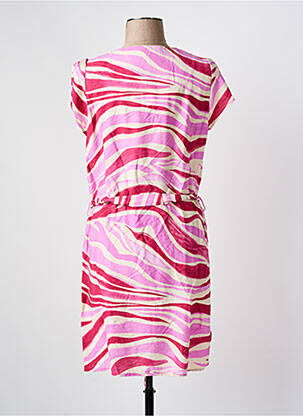 Robe mi-longue imprimé fantaisie manches courtes rose EMMA ELLA femme