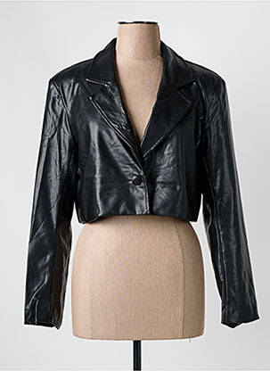 Veste simili cuir col tailleur noir DROLE DE COPINE femme