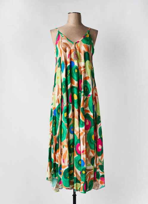 Robe mi-longue vert MADE IN ITALY pour femme