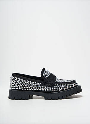 Mocassins tissage satiné talon plat jusqu'à 3cm noir CORINA femme