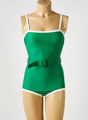 Maillot de bain 1 pièce effet matière satinée vert PILZER femme