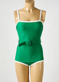 Maillot de bain 1 pièce effet matière satinée vert PILZER femme