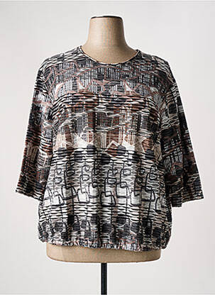 T-shirt manches 3/4 manches 3/4 gris FRANK WALDER femme