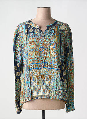 Blouse tissage popeline manches longues bleu JOY OF LIFE femme