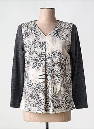 Pull tissage chiné manches longues gris NAYAT femme