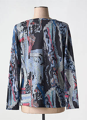 Pull tissage chiné manches longues bleu FRANCE RIVOIRE femme
