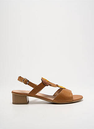Sandales/nu pieds tissage satiné talon de 4 à 6cm marron SWEET femme