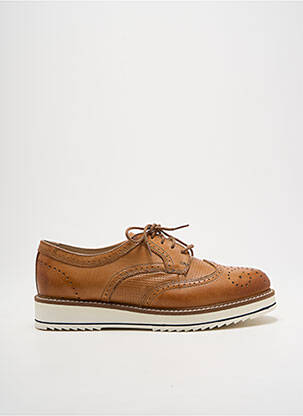 Derbies tissage satiné talon plat jusqu'à 3cm marron ELUE PAR NOUS femme